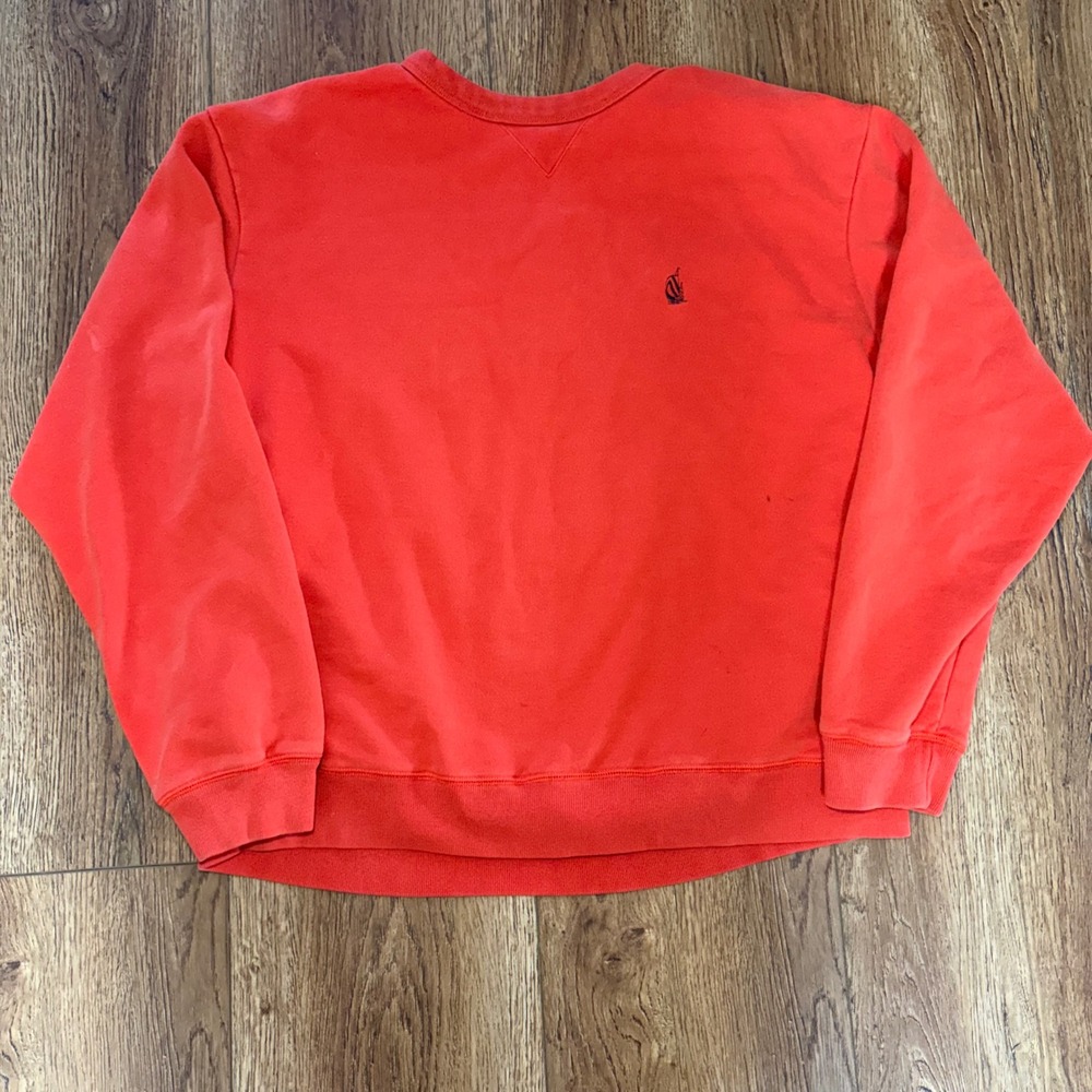 Nautica Boxy Crewneck Sweatshirt‎ Mens Large Orange Fleece Pullover Y2K cotton